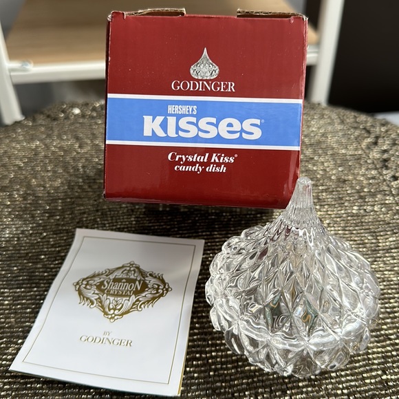 NWT vintageGodinger crystal Hersey Kiss candy/jewelry dish in box